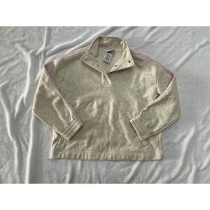 NWT Girl's Adidas Long Sleeve Mock Neck Fleece Popover Beige + Pink Size XL